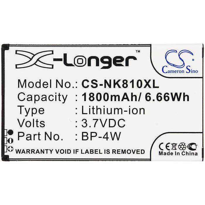 CS-NK810XL : Battery for Nokia Lumia 810, Lumia 822 - Replaces Nokia BP-4W