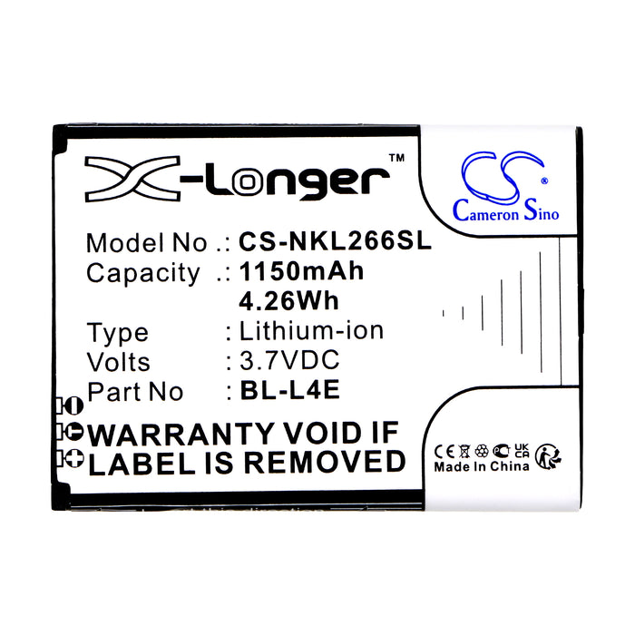CS-NKL266SL : Battery for Nokia 2660 Flip 4G - Replaces Nokia BL-L4E