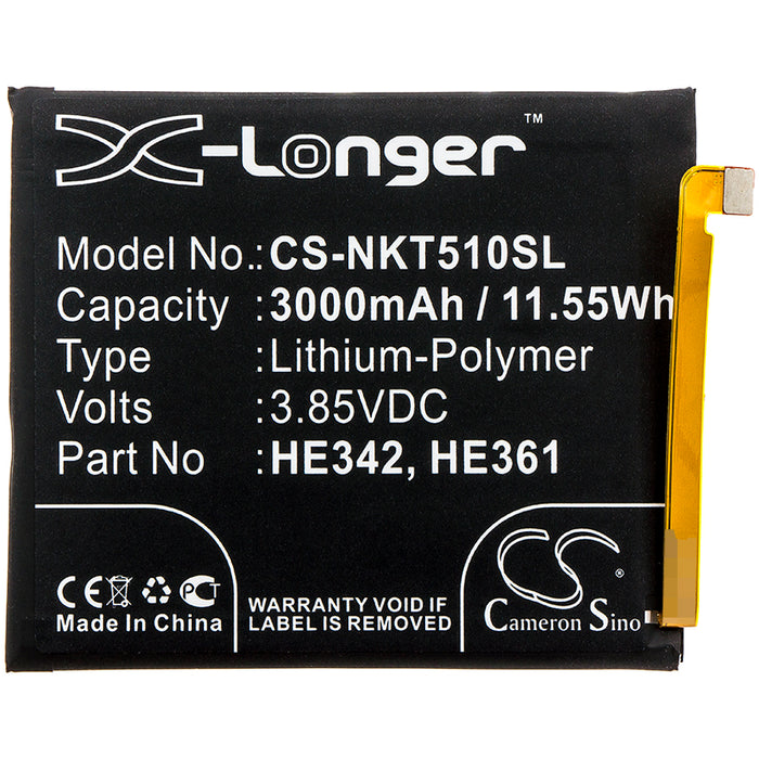 CS-NKT510SL : Battery for Casper VIA P3 - Replaces Nokia HE342, HE361