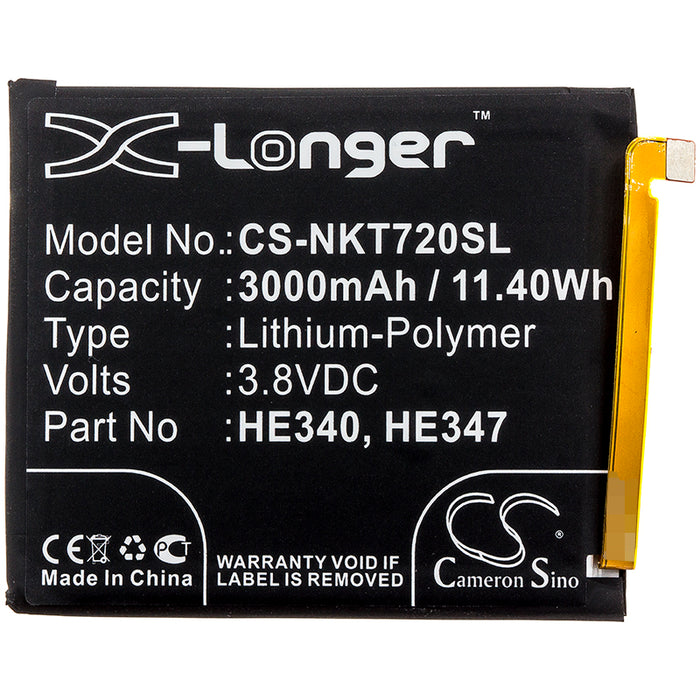 CS-NKT720SL : Battery for Nokia 7.1, TA-1041 - Replaces Nokia HE340, HE347