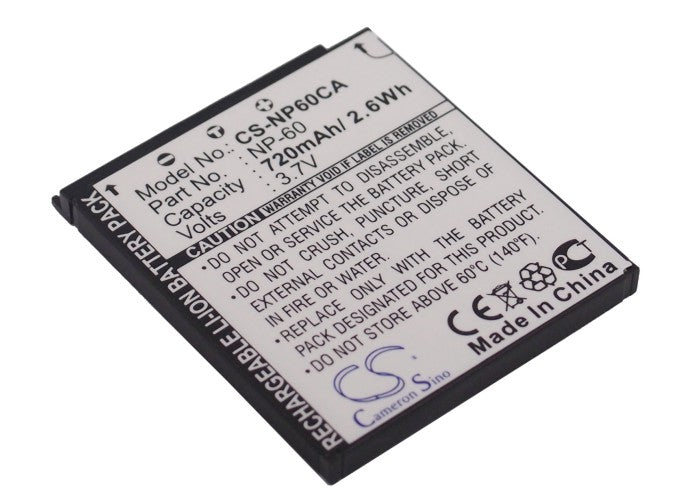 CS-NP60CA : Battery for Casio Exilim Zoom EX-Z19, Exilim Zoom EX-Z85BK, Exilim Zoom EX-Z85BE and others - Replaces Casio NP-60