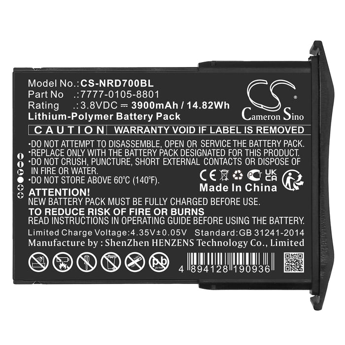 CS-NRD700BL : Battery for NCR Orderman 7, 7 MSR, 7777-01YY - Replaces NCR Orderman 7777-0105-8801