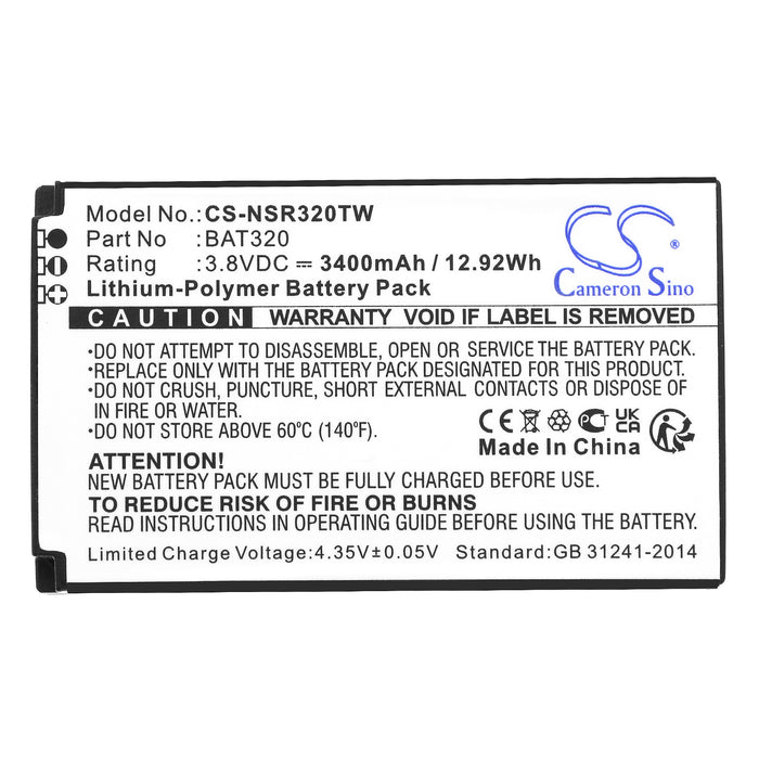 CS-NSR320TW : Battery for Inrico T320, T-298S - Replaces Inrico BAT320, B-87C