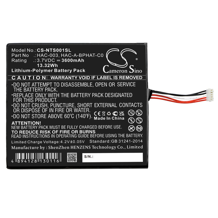 CS-NTS001SL : Battery for Nintendo Switch HAC-001, HAC-S-JP/EU-C0 - Replaces Nintendo HAC-003, HAC-A-BPHAT-C0