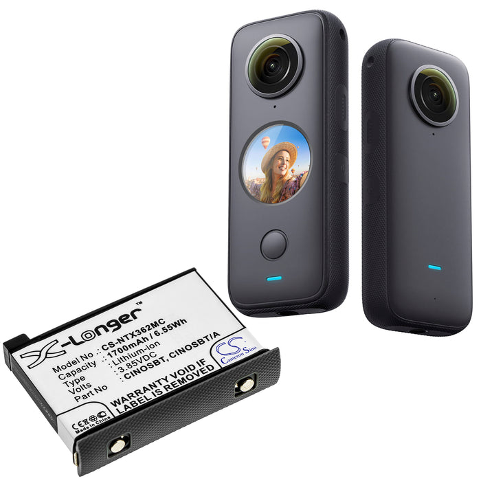 CS-NTX362MC : Battery for Insta360 One X2 - Replaces Insta360 CINOSBT, CINOSBT/A