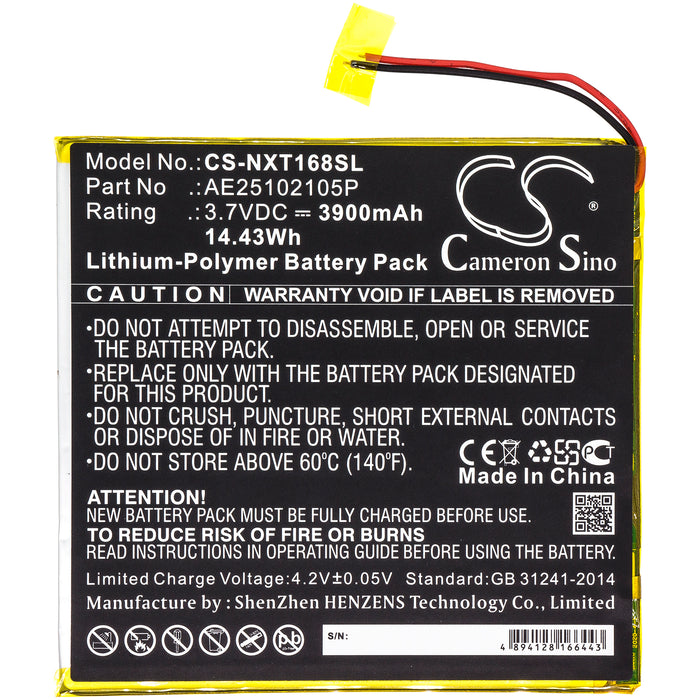CS-NXT168SL : Battery for Nextbook Ares 8A, NX16A8116KPK - Replaces Nextbook AE25102105P