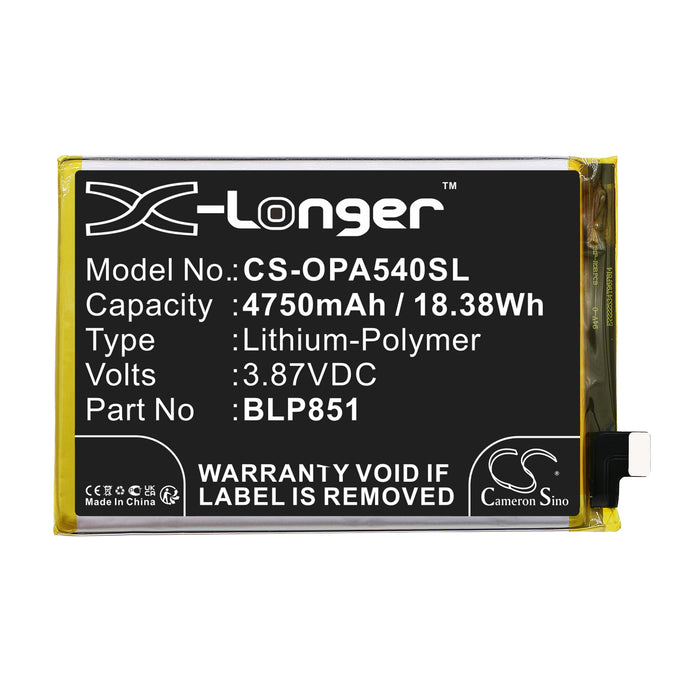 CS-OPA540SL : Battery for OPPO A54 5G, CHP2195, A74 5G and others - Replaces OPPO BLP851