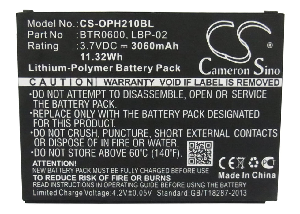 CS-OPH210BL : Battery for Opticon H21, H22, H21 1D and others - Replaces Opticon BTR0600, 02-BATLION-21, LBP-02 and others