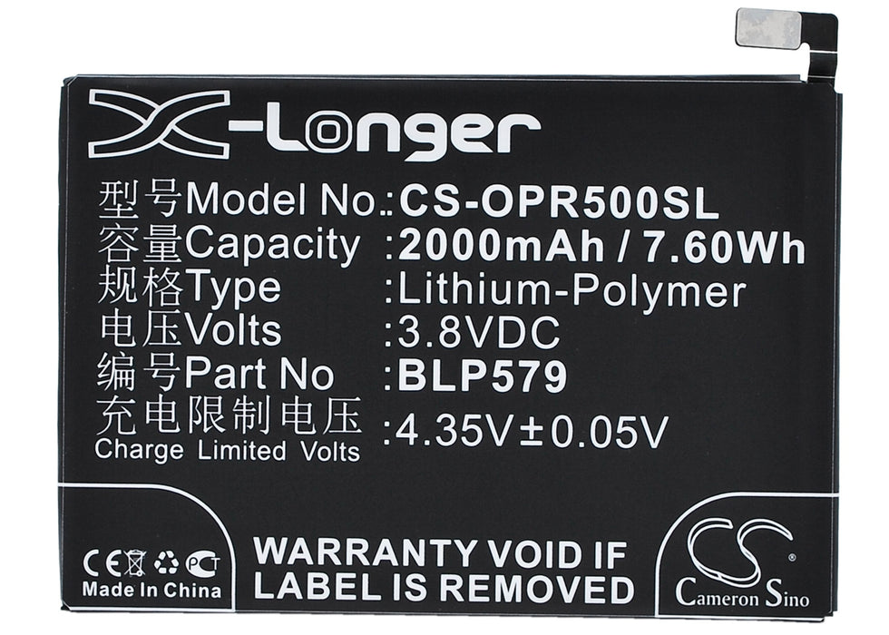 CS-OPR500SL : Battery for OPPO R5, R8107, R8109 - Replaces OPPO BLP579