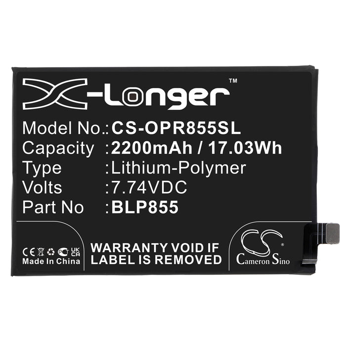 CS-OPR855SL : Battery for OPPO Reno6 Pro 5G, PEPM00 - Replaces OPPO BLP855