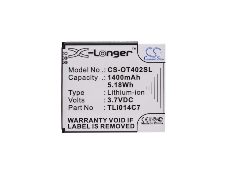 CS-OT402SL : Battery for Alcatel One Touch Pixi First, OT-4024, OT-4024D and others - Replaces Alcatel TLi014C7, TLP020A2