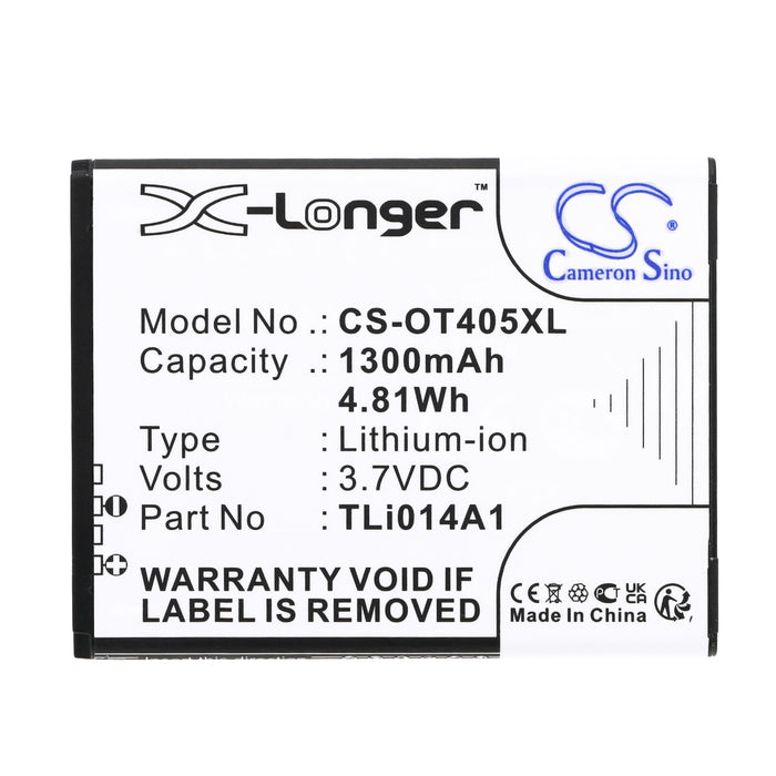 CS-OT405XL : Battery for T-Mobile Evolve, Evolve 3G - Replaces Alcatel TLi014A1, CAB1400002C1, CAB31C00002C1