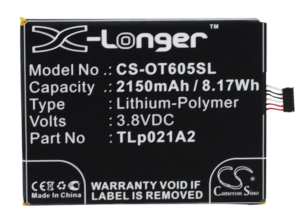 CS-OT605SL : Battery for Alcatel One Touch Idol 2S, OT-6050, OT-6050Y - Replaces Alcatel TLp021A2