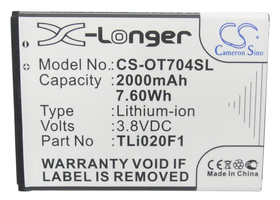 CS-OT704SL : Battery for Vodafone Smart turbo 7, VFD 500, V500 - Replaces Vodafone TLi020F1