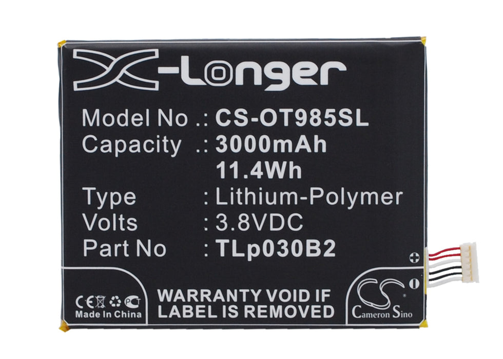 CS-OT985SL : Battery for Vodafone Smart 4 Power, OT-985N - Replaces Vodafone TLp030B2