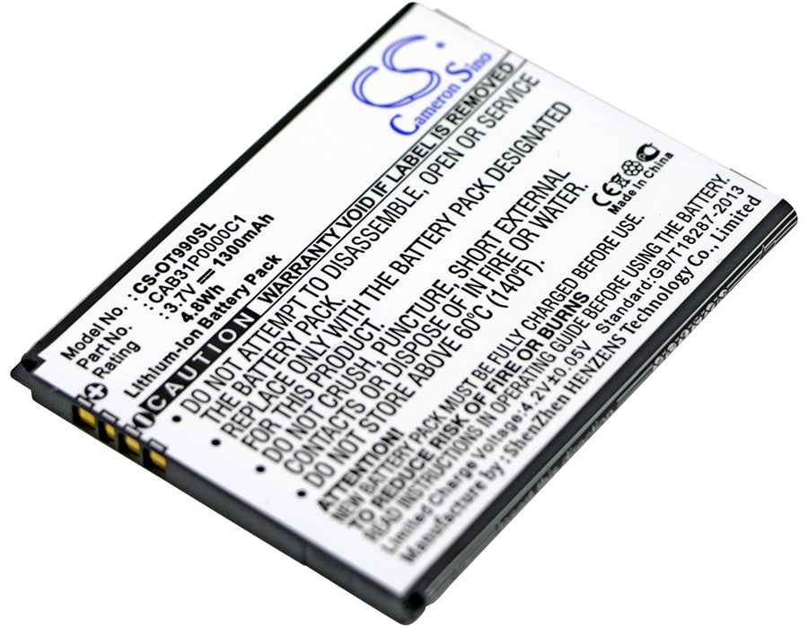 CS-OT990SL : Battery for T-Mobile Move - Replaces T-Mobile CAB31P0000C1, CAB31P0001C1, TB-4T0058200