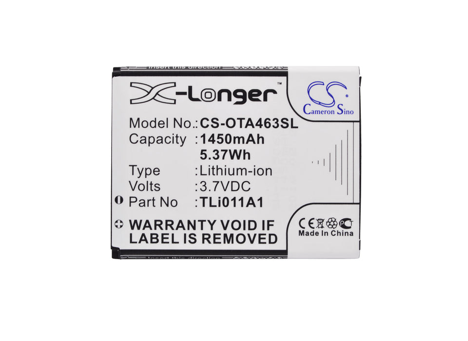 CS-OTA463SL : Battery for Alcatel One Touch Pixi Glitz, One Touch Pixi Glitz 4G, A463 and others - Replaces Alcatel TLi011A1