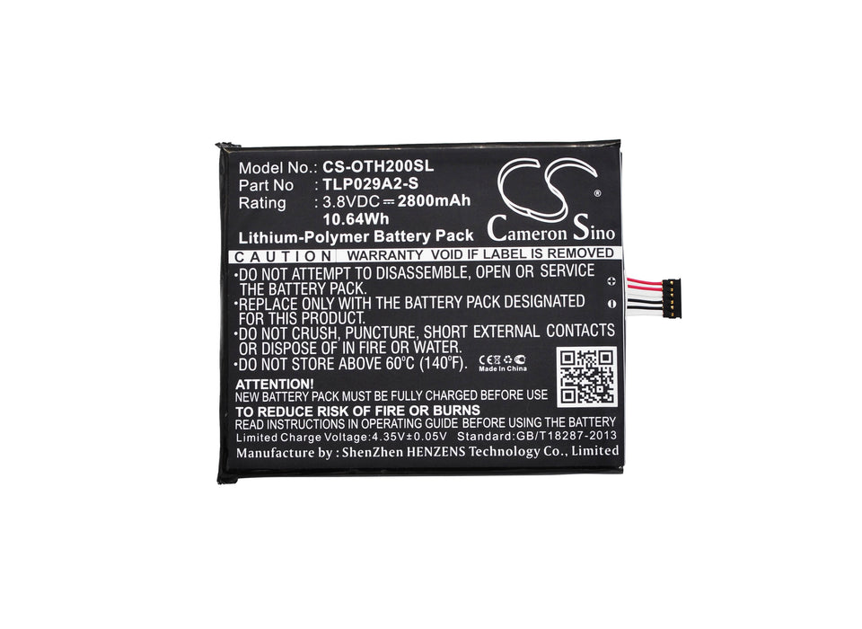 CS-OTH200SL : Battery for Alcatel One Touch Idol 3 5.5, One Touch Pixi 3 5.5, One Touch Pixi 3 5.5 3G and others - Replaces Alcatel TLP029AJ, TLP029A2-S