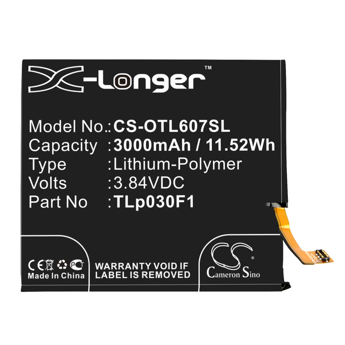 CS-OTL607SL : Battery for Vodafone Smart Platinum 7, VFD 900 - Replaces Vodafone TLp030F1, TLp030F2