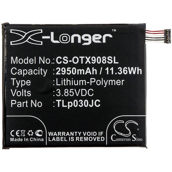 CS-OTX908SL : Battery for Alcatel TIM XL 2018, A3A XL 4G, OT-5099T and others - Replaces Alcatel TLp030JC, CAC3000034CC