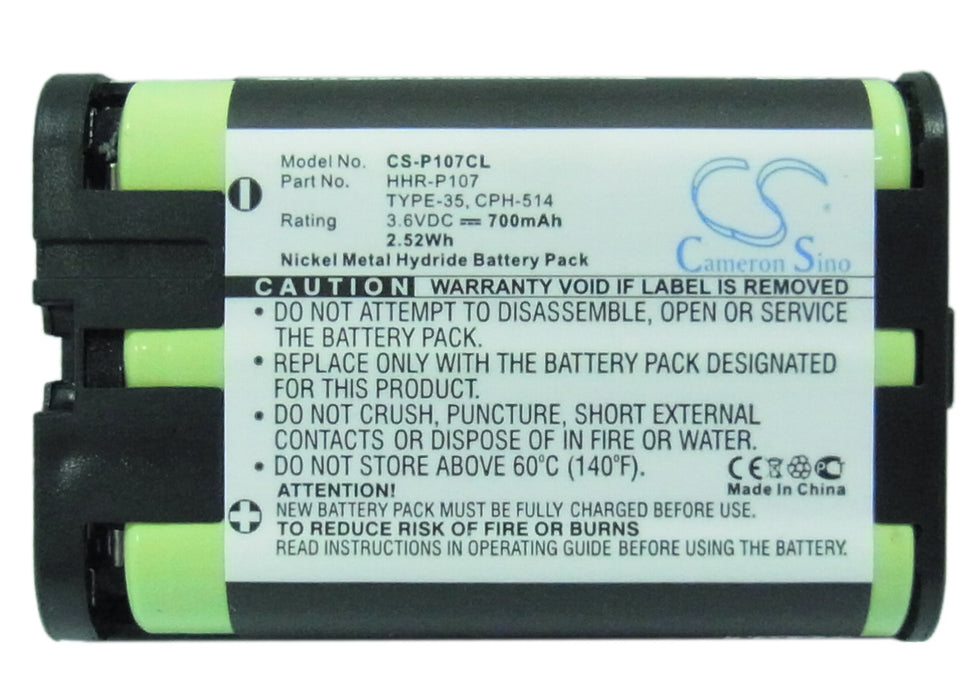 CS-P107CL : Battery for Radio Shack 23-479, 2300479 - Replaces Panasonic HHR-P107, TYPE-35