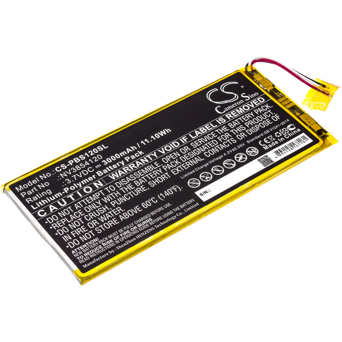 CS-PBS120SL : Battery for PBS KIDS PBSKD12, PBKRWM5410, KIDS 7" Pad - Replaces PBS NV3854120