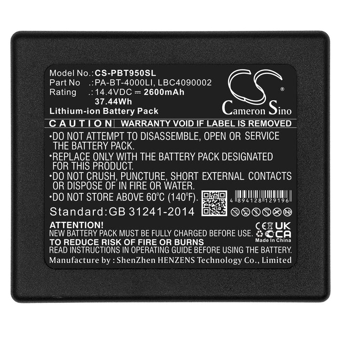 CS-PBT950SL : Battery for Brother TD-2120N, P touch P 950 NW RuggedJet RJ 4030, RJ 4040 TD 2130 NHC and others - Replaces Brother PA-BT-4000LI, LBC4090002, LBF3250001 and others