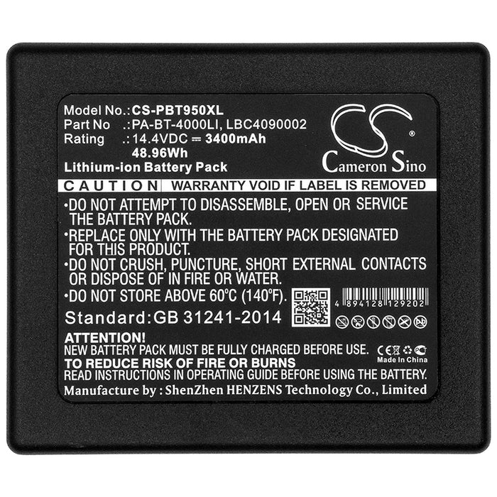 CS-PBT950XL : Battery for Brother TD-2120N, P touch P 950 NW RuggedJet RJ 4030, RJ 4040 TD 2130 NHC and others - Replaces Brother PA-BT-4000LI, LBC4090002, LBF3250001 and others