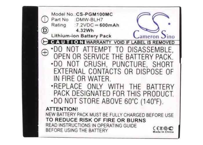 CS-PGM100MC : Battery for Panasonic Lumix DMC-GM1, Lumix DMC-GM1KS, Lumix DMC-GM1D and others - Replaces Panasonic DMW-BLH7, DMW-BLH7E, DMW-BLH7PP