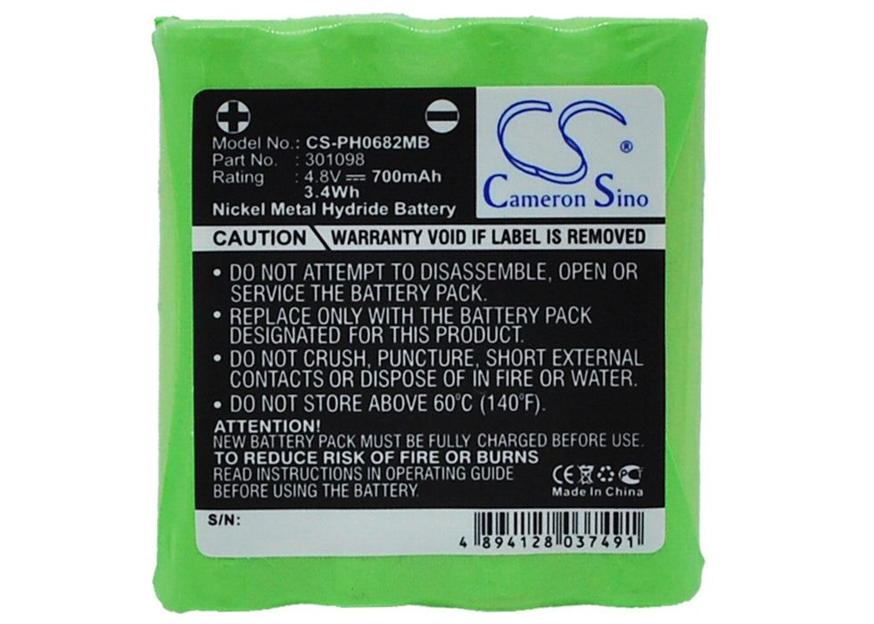 CS-PH0682MB : Battery for Harting & Helling Bug 2004 Baby Monitor, MBF 6666, MBF BUG 2004 and others - Replaces Philips 301098