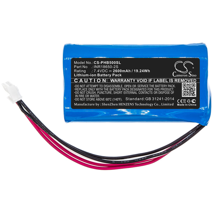 CS-PHB500SL : Battery for Philips SBOQBOX, SB500M, SB500M/00 and others - Replaces Philips INR18650-2S