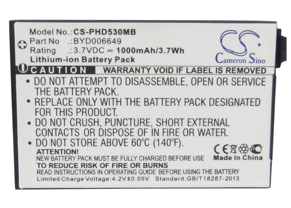 CS-PHD530MB : Battery for BT Video Baby Monitor 1000, BM1000 - Replaces BT BYD006649