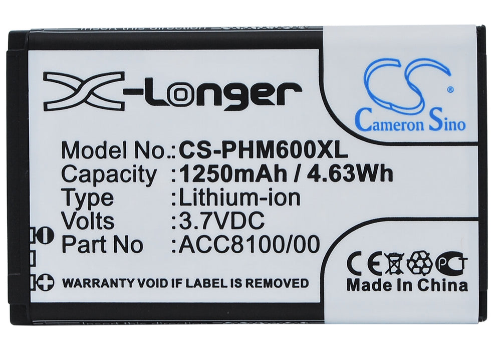 CS-PHM600XL : Battery for Philips Pocket Memo DPM6000, Pocket Memo DPM7000, Pocket Memo DPM8000 and others - Replaces Philips ACC8100, ACC8100/00, 8403 810 00011