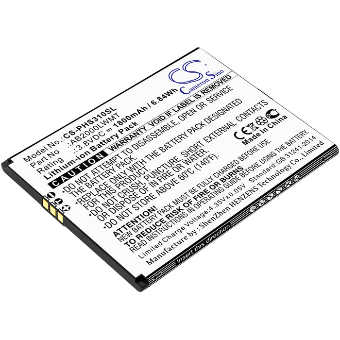 CS-PHS310SL : Battery for Philips Xenium CTS310X, Xenium S310X - Replaces Philips AB2000LWMT