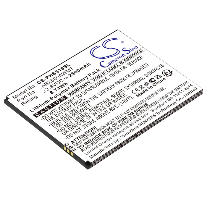 CS-PHS318SL : Battery for Philips Xenium S318, CTS318 - Replaces Philips AB2500AWMT