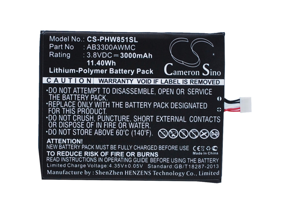 CS-PHW851SL : Battery for Philips Xenium W8510, W8510 - Replaces Philips AB3300AWMC