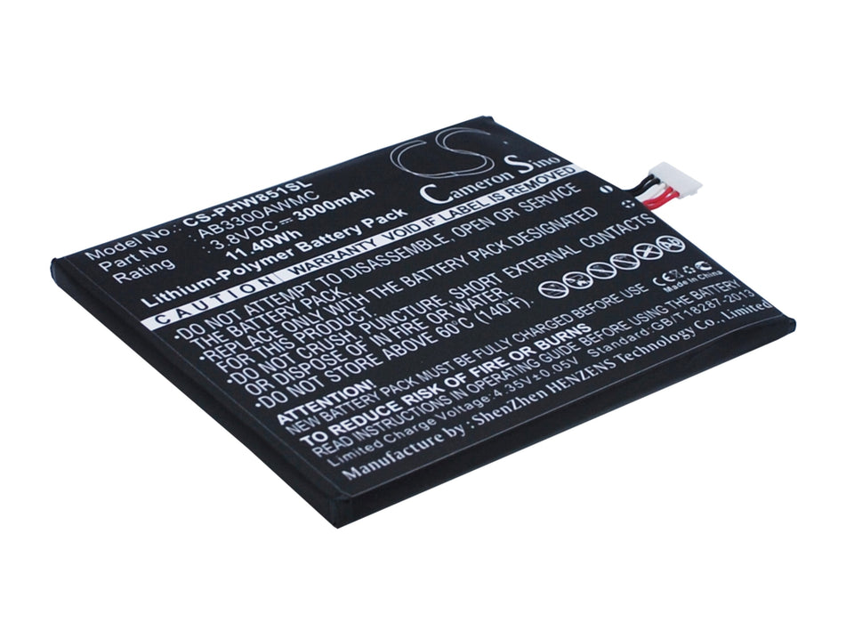 CS-PHW851SL : Battery for Philips Xenium W8510, W8510 - Replaces Philips AB3300AWMC