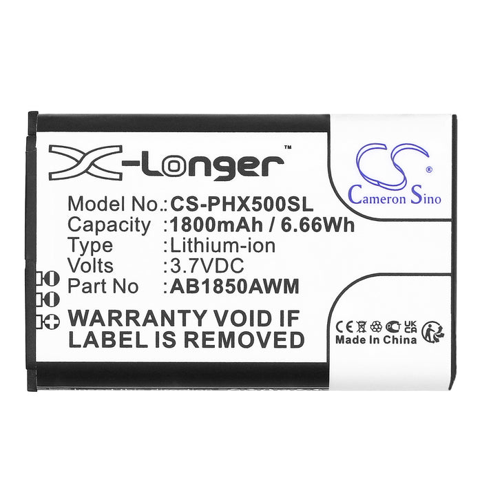 CS-PHX500SL : Battery for Philips Xenium X500, Xenium 9@9K, Xenium 9A9K and others - Replaces Philips AB1850AWM