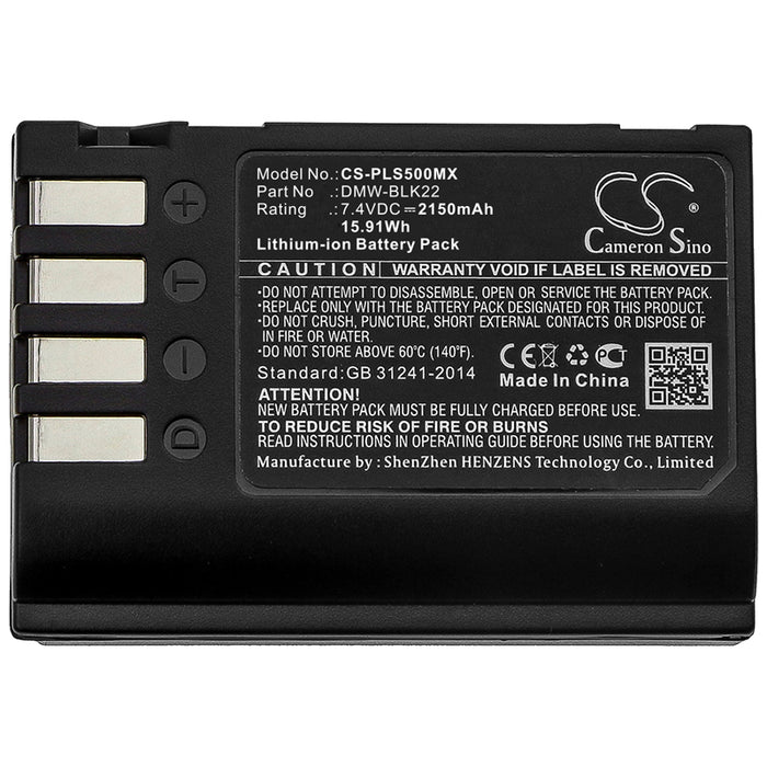 CS-PLS500MX : Battery for Panasonic Lumix DC-S5, Lumix DC-S5K, Lumix GH5 and others - Replaces Panasonic DMW-BLK22, DMW-BLK22GK