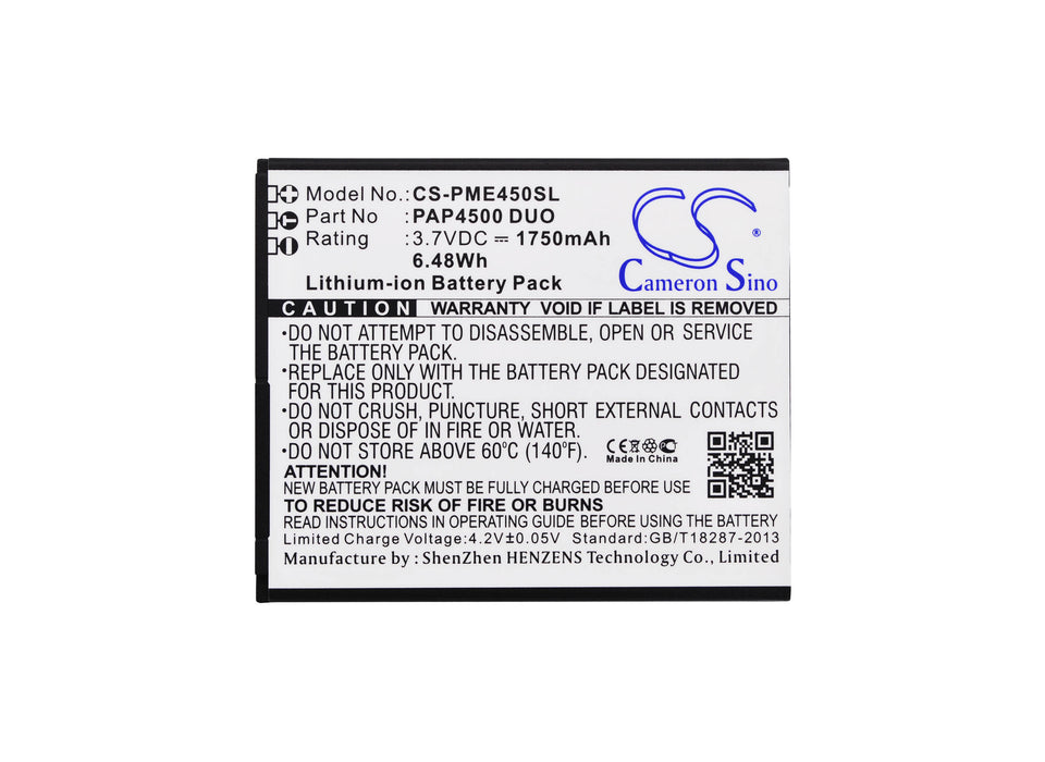 CS-PME450SL : Battery for Prestigio MultiPhone 4500 Duo - Replaces Prestigio PAP4500 DUO