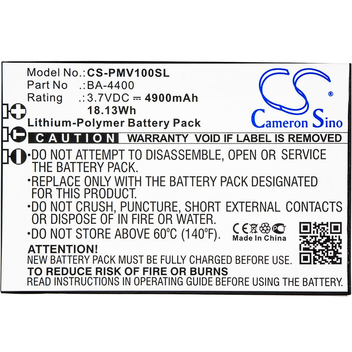CS-PMV100SL : Battery for Lawmate PV-1000, PV-1000T, PV-1000 Touch and others - Replaces Lawmate BA-4400