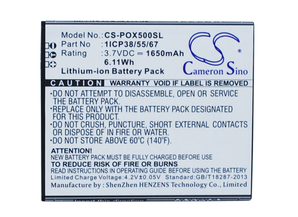 CS-POX500SL : Battery for POSH Orion Pro, X500a - Replaces POSH 1ICP38/55/67