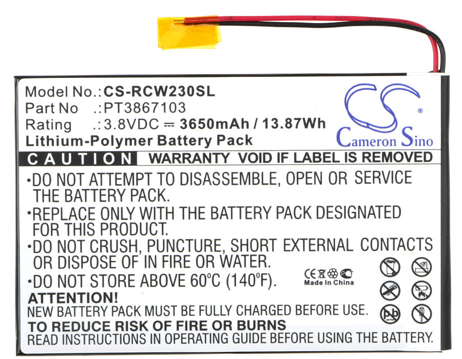 CS-RCW230SL : Battery for RCA RCT6272W23, 7" - Replaces RCA PT3867103