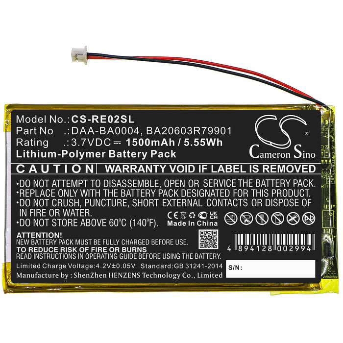 CS-RE02SL : Battery for Creative Labs Nomad Jukebox ZenTouch, Zen Touch 20GB, Zen Touch 40GB and others - Replaces Creative DAA-BA0004, BA20603R79901