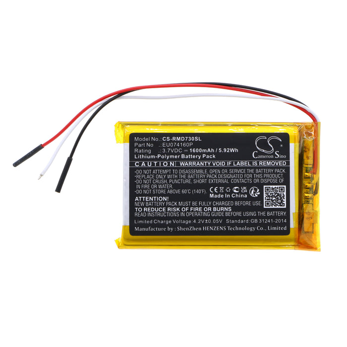 CS-RMD730SL : Battery for RAND MCNALLY TND-730 - Replaces RAND MCNALLY EU074160P