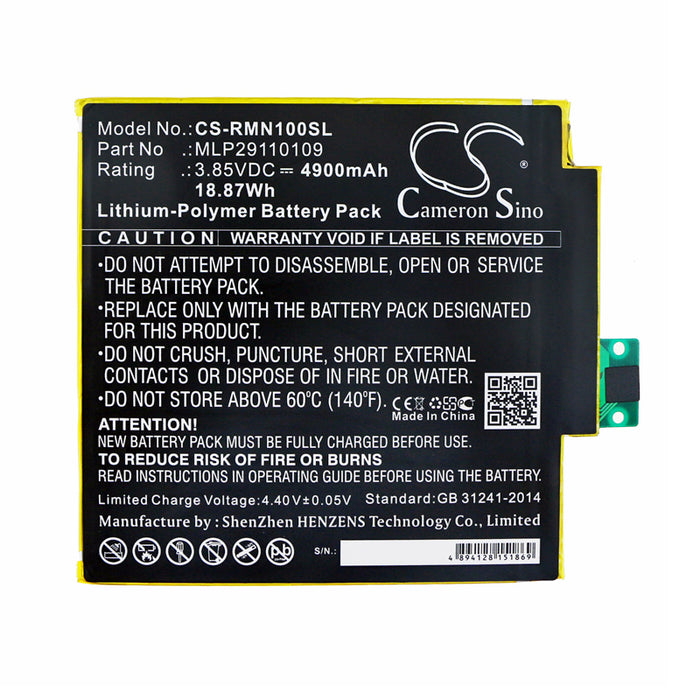 CS-RMN100SL : Battery for Verizon Ellipsis 8 HD, QTASUN1 - Replaces Verizon MLP29110109