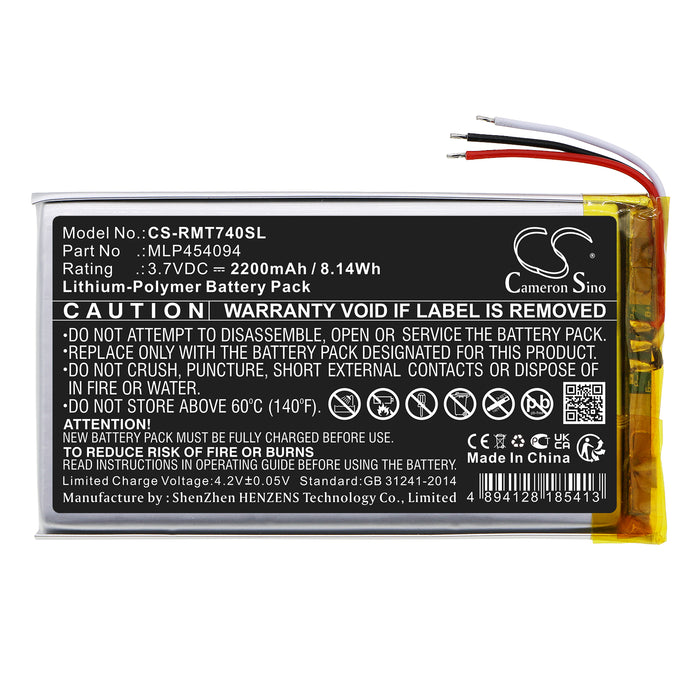 CS-RMT740SL : Battery for Rand McNally TND-740 - Replaces Rand McNally MLP454094