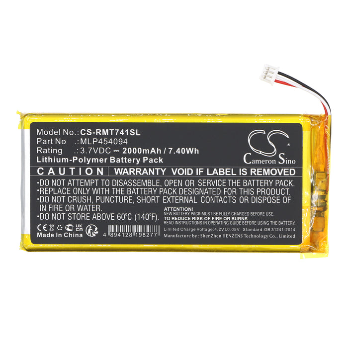 CS-RMT741SL : Battery for RAND MCNALLY TND-740C - Replaces RAND MCNALLY MLP454094