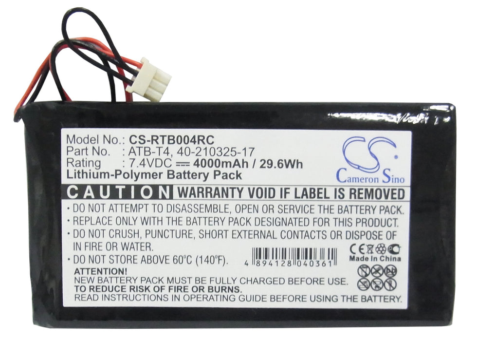 CS-RTB004RC : Battery for RTI T4, T4 Touch Panel, Zig Bee - Replaces RTI ATB-T4, 40-210325-17
