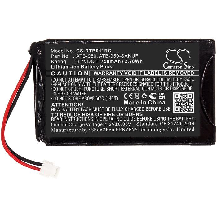 CS-RTB011RC : Battery for RTI T1, T1B, T2 and others - Replaces RTI ATB-950, ATB-950-SANUF, 40-210154-17